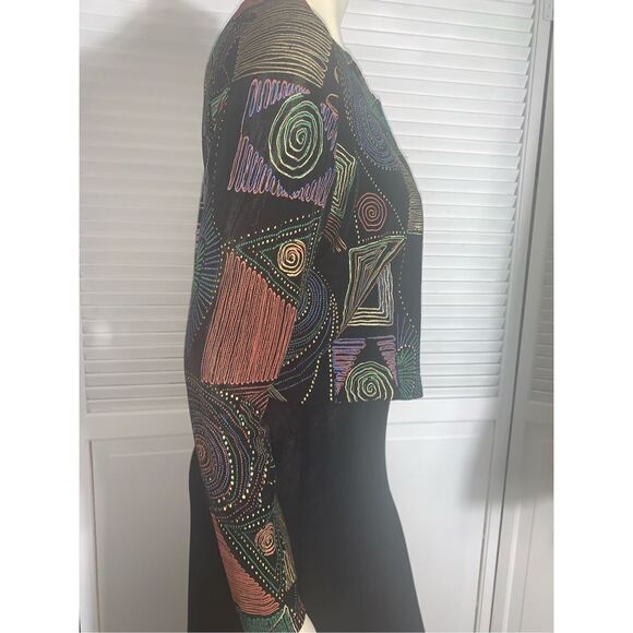 Vintage Two Piece Black Spandex Maxi Dress Abstract cropped Cardigan Sm/Med - Picture 6 of 13